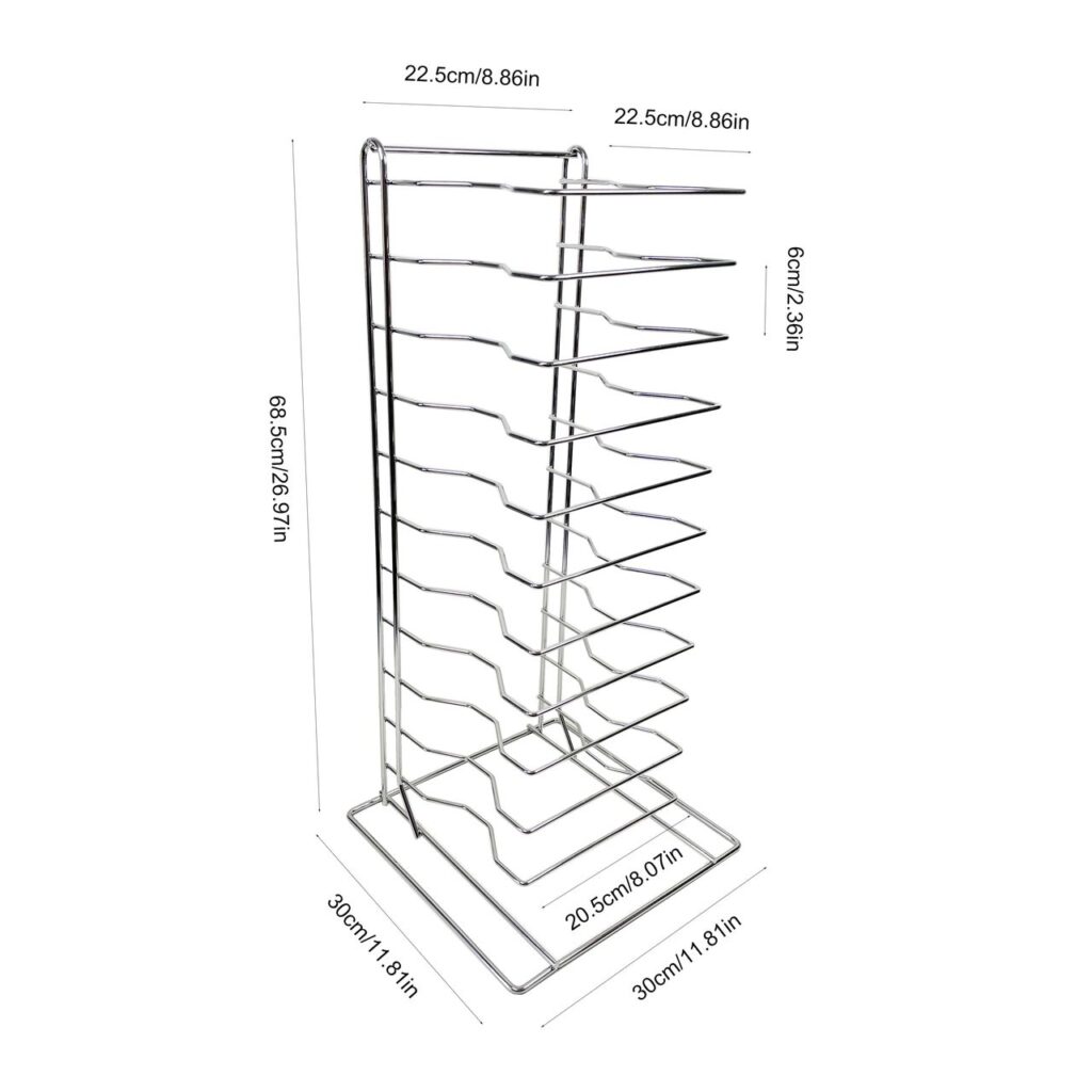 Pan Stacker Rolling Rack Pizza Pan Rack 11-Slot Shelf Stack for Stacking Thin Pans Trays ...