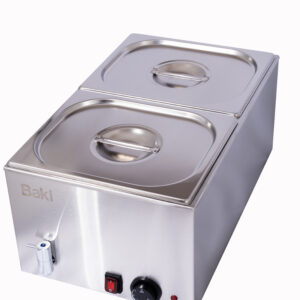 Baki Bain Marie Tap With 2x 1/2GN Pan & Lid Wet Heat Food Warmer 1.2kW